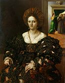 Porträtt som tros föreställa Margherita Paleologo av Giulio Romano.jpg