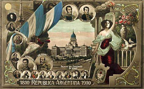 Postal commemorativa de la Revolució de Maig, 1910