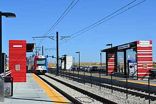 Daybreak Parkway station light rail station in South Jordan, Utah, United States