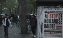 A photo of a poster near Fortuyn's house in Rotterdam depicting him as "The Dutch Haider" taken on 6 May 2002, the day of the assassination. RotterdamGWBurgerPlein060502.png