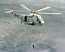 AN/AQS-13 dipping sonar deployed from an H-3 Sea King SH-3H HS-15 lowers AQS-13 sonar 1979.JPEG