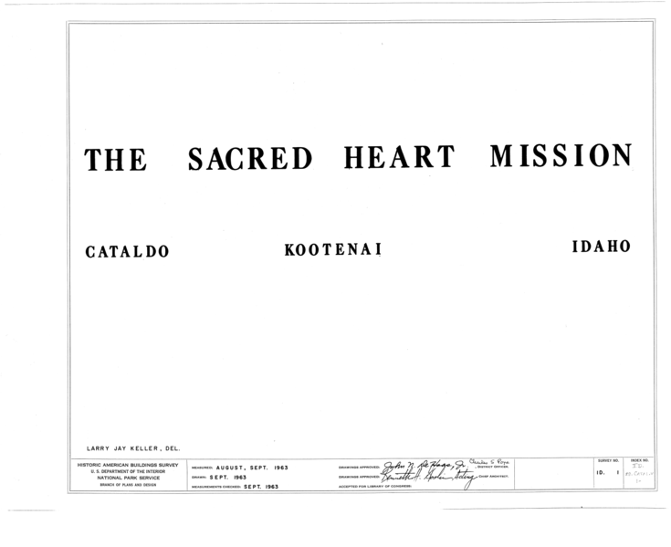 File:Sacred Heart Mission, Interstate 90 and Interchange 39, Cataldo, Shoshone County, ID HABS ID,28-CATAL.V,1- (sheet 0 of 10).png