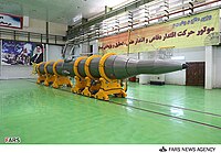 Sejil-2 missile on assembly dollies at factory