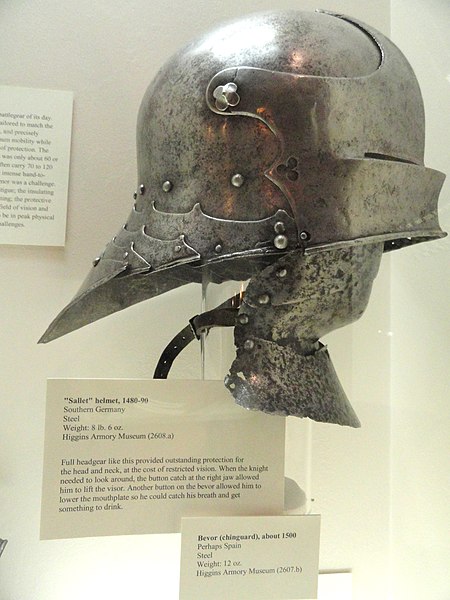 File:Sallet helmet, Southern Germany, 1480-1490 - Higgins Armory Museum - DSC05461.JPG