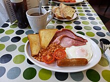 Full English breakfast with fried bread served at a cafe in Brighton Set breakfast (1) - Cafe Belchers.jpg