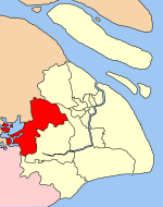 Location of Qingpu District in the municipality Shanghai administrative Qingpu.svg