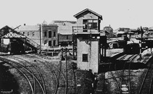 Signal cabin with turntable to the left and rear Signal Box and Turntable, Ipswich Railway Station, Queensland.tiff