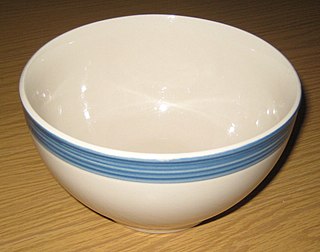 Bowl round, open-top container frequently used as tableware