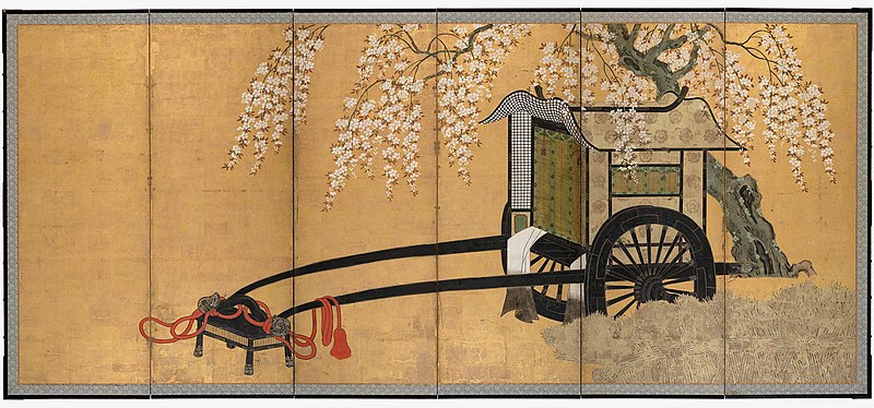 File:Six-fold screen with nobleman's cart under a flowering cherry tree c.1650.jpg