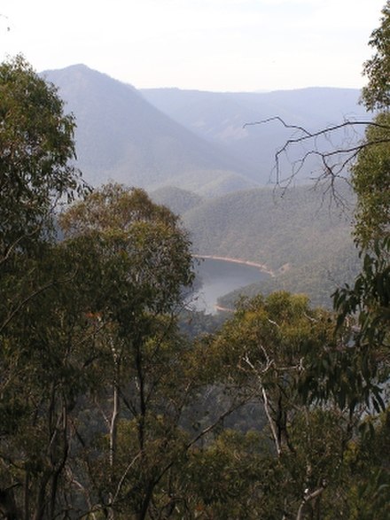 Talbingo dam, one of the dams created as part of the Snowy Mountains hydro-electric scheme