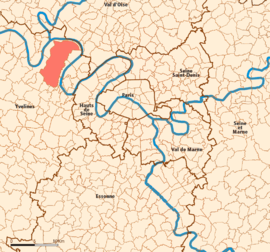 Location (in reid) within Paris inner an ooter suburbs