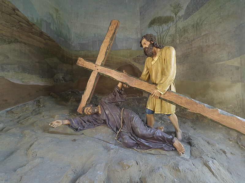 File:Stations of the Cross at Bom Jesus-Jesus Christ fallen beneath the Cross.jpg