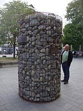 Mahon's stone cairn in Cathedral Square, protesting the loss of regional democracy in Canterbury