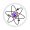 Stylised atom with three Bohr model orbits and stylised nucleus (encircled).svg