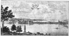 Jönköpings slott, sett över Munksjön från Holmen, 1693, efter teckning av Erik Dahlbergh