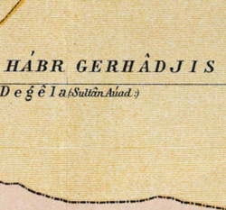 German map of the Horn showing Sultan Awad's domain, 1885