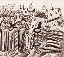 Returning to Vladimir by Yaroslav II of Vladimir after Mongol destruction. From the medieval Rus' annals Suzdal-invasion2.jpg