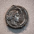 Syrakosai - 455-445 BC - silver tetradrachm - charioteer in quadriga and Nike - head of Arethousa - Berlin MK AM 18205293