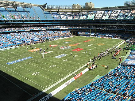 The Rogers Centre's field arranged for Canadian football