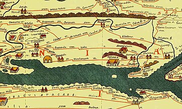 Tabula Peutingeriana, a Roman itinerary map