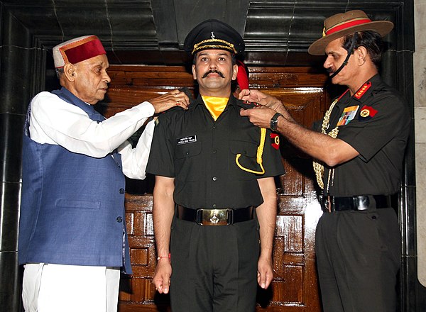 The Chief of Army Staff, General Dalbir Singh conferring the rank of lieutenant in the Territorial Army on Shri Anurag Singh Thakur, Member of Parliam