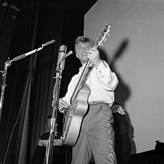 Image 7Tommy Steele, one of the first British rock and rollers, performing in Stockholm in 1957 (from Rock and roll)