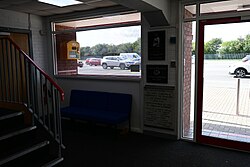 A small seating area in the lobby of the Roger Millward West Stand at Sewell Group Craven Park, Kingston upon Hull.