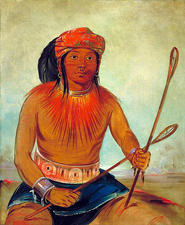 Tullockchishko (Drinks the Juice of the Stones) was the greatest of Choctaw stickball players, 1834.