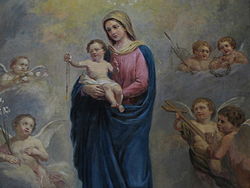 Détails du tableau "Vierge à l'enfant" (XIXe)