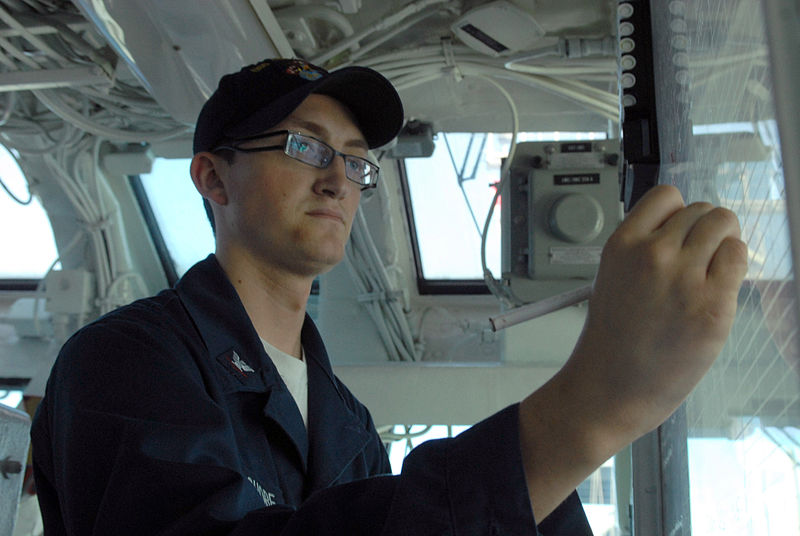 File:US Navy 080924-N-5215E-039 viation Boatswain's Mate (Fuels) 3rd Class Spencer Shore records data on a Pri-fly status board.jpg