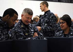 US Navy 120119-N-OO332-035 Master Chief Petty Officer of the Navy (MCPON) Rick D. West talks with Sailors assigned to the aircraft carrier USS Theo.jpg