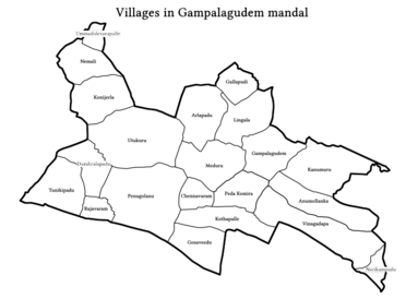 Settlements in Gampalagudem mandal with boundaries Villages in Gampalagudem mandal.png