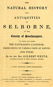 Title page of White's Natural History, which he published late in life