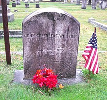 Grave of John Greenleaf Whittier in Amesbury, MA Whittier John Greenleaf grave.jpg