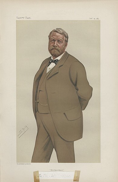 "Westmorland" Lowther as caricatured by Spy (Leslie Ward) in Vanity Fair, October 1881