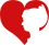 alt:rotes stilisiertes Herz, in die rechte Hälfte ist eine graue nach li. blickende Frauenbüste im Profil eingefügt