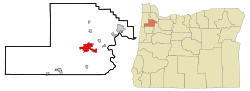 オレゴン州、ヤムヒル郡における位置