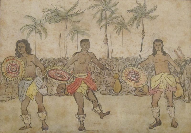 File:'Men of the Sandwich Islands Dancing', watercolor by Louis Choris, Honolulu Museum of Art.JPG