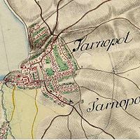 Tarnopol, fragment pierwszego wojskowego zdjęcia topograficznego Galicji z okresu „józefińskiego” tzw. mapa von Miega (1769-1787)