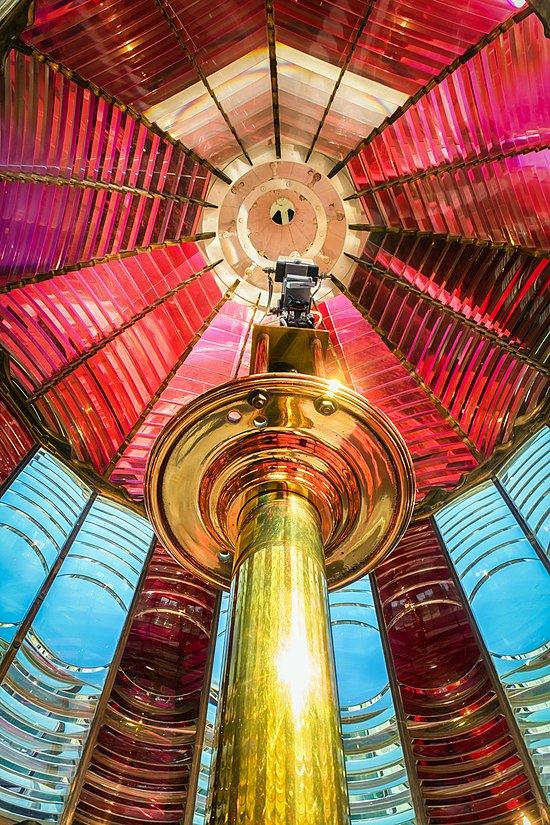 The inside of the Umpqua River Light on the Oregon Coast, at the mouth of the Umpqua River on Winchester Bay.