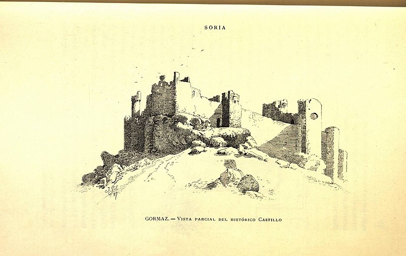 File:1889, España, sus monumentos y sus artes, su naturaleza e historia, Soria, Gormaz, Vista parcial del histórico castillo, Isidro Gil.jpg