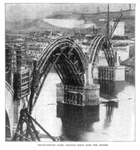 The bridge under construction, c. 1917 1917 Manayunk Bridge.png