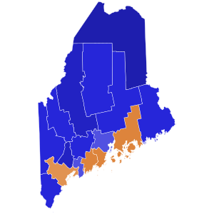 2000 Maine Democratic presidential primary election results map by county (vote share).svg