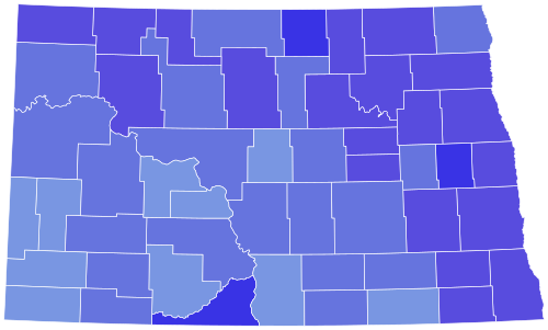 2004 United States Senate election in North Dakota results map by county.svg