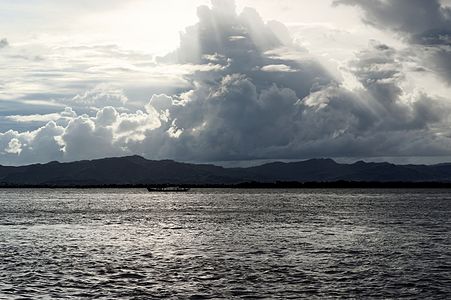 Sunset over Irrawaddy River in Bagan, Myanmar