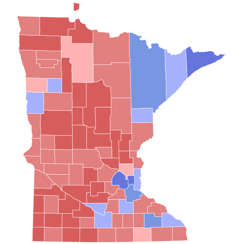 2020 United States Senate election in Minnesota results map by county.svg