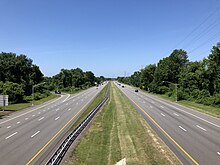 View north along Interstate 295 past U.S. Route 206 in Lawrence Township 2021-06-29 11 02 10 View north along Interstate 295 from the overpass for Mercer County Route 583 (Princeton Pike) in Lawrence Township, Mercer County, New Jersey.jpg