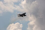 An F-15C Eagle, tail number 86-0166, taking off from RAF Lakenheath in England. The aircraft was assigned to the 493rd Fighter Squadron.