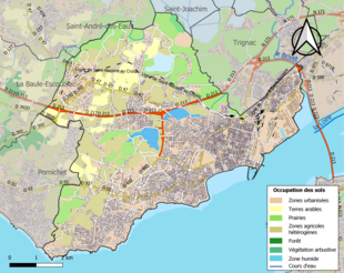 Barevná mapa znázorňující využití půdy.