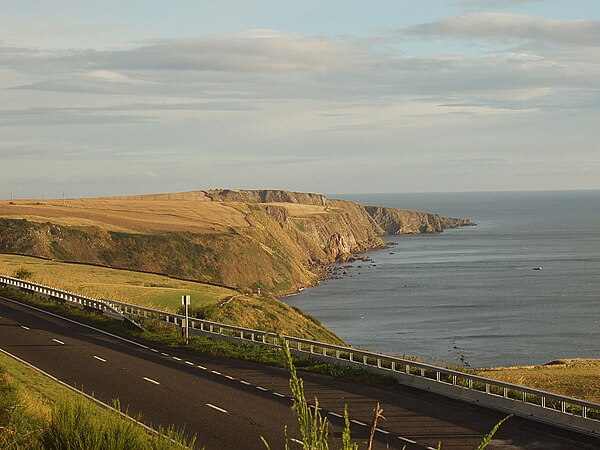 A single carriageway section of the A1 skirting the Scottish coastline just across the border from Northumberland.